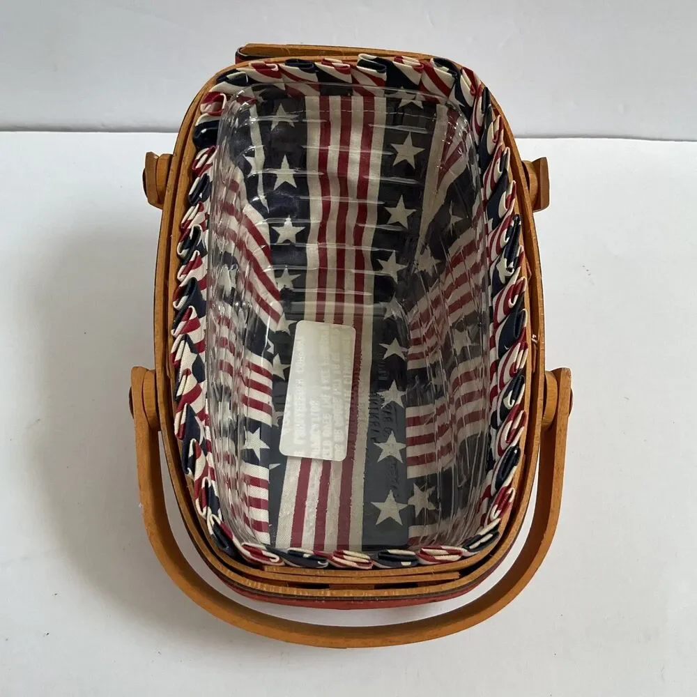Longaberger All American SUMMERTIME Patriotic Basket Star Stripe Liner Protector